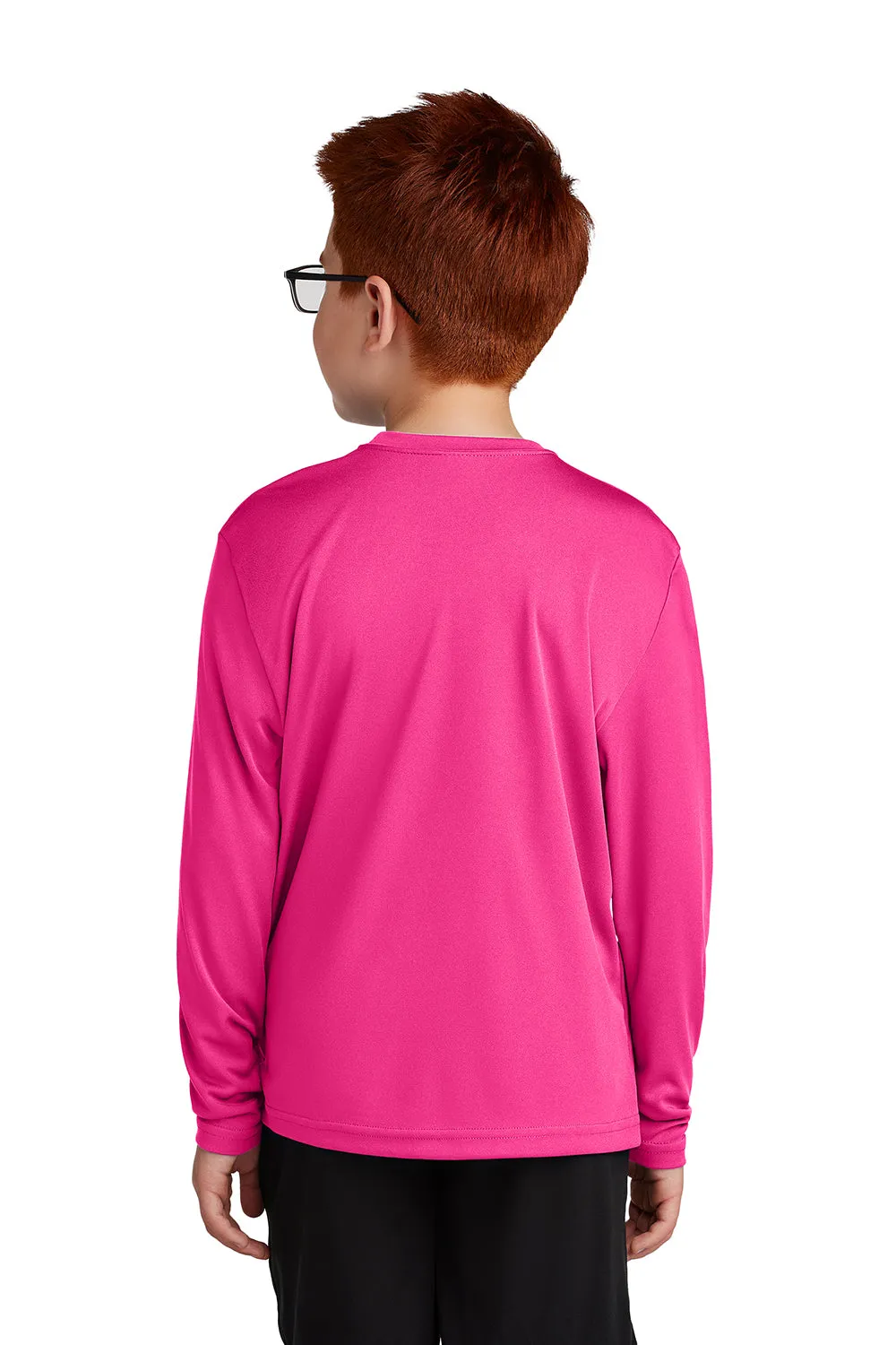 Sport-Tek Youth Competitor Moisture Wicking Long Sleeve Crewneck T-Shirt - Neon Pink