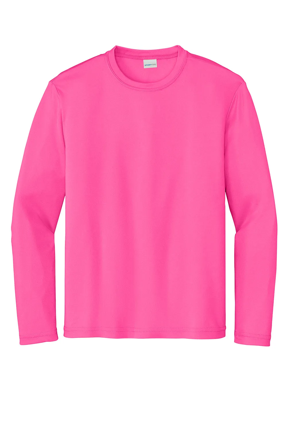 Sport-Tek Youth Competitor Moisture Wicking Long Sleeve Crewneck T-Shirt - Neon Pink