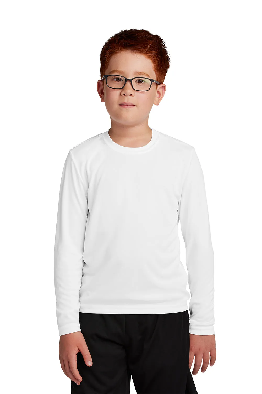 Sport-Tek Youth Competitor Moisture Wicking Long Sleeve Crewneck T-Shirt - White