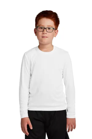 Sport-Tek Youth Competitor Moisture Wicking Long Sleeve Crewneck T-Shirt - White