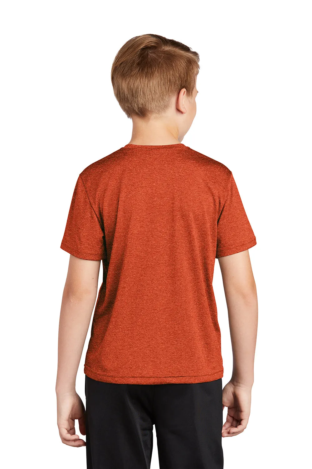 Sport-Tek Youth Contender Heather Moisture Wicking Short Sleeve Crewneck T-Shirt - Heather Deep Orange
