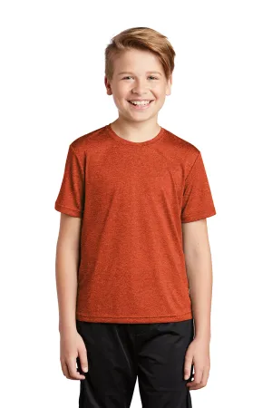 Sport-Tek Youth Contender Heather Moisture Wicking Short Sleeve Crewneck T-Shirt - Heather Deep Orange