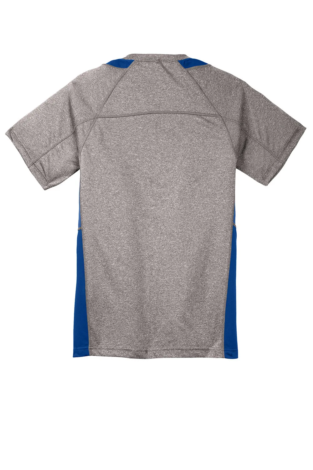 Sport-Tek Youth Contender Heather Moisture Wicking Short Sleeve Crewneck T-Shirt - Heather Vintage Grey/True Royal Blue