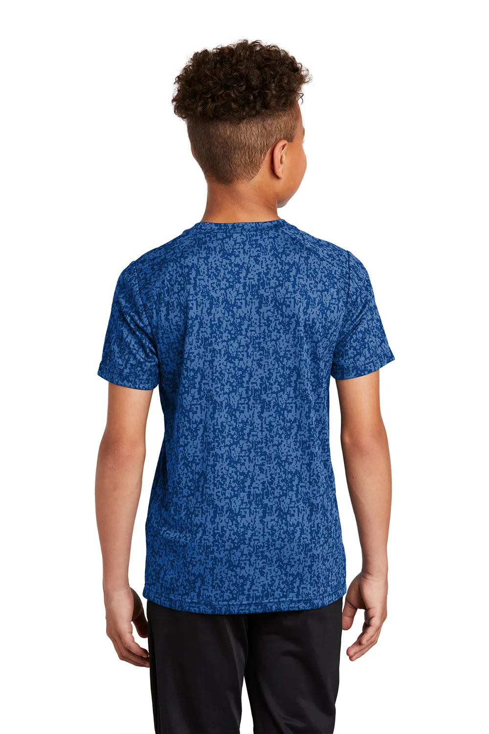 Sport-Tek Youth Digi Camo Moisture Wicking Short Sleeve Crewneck T-Shirt - True Royal Blue