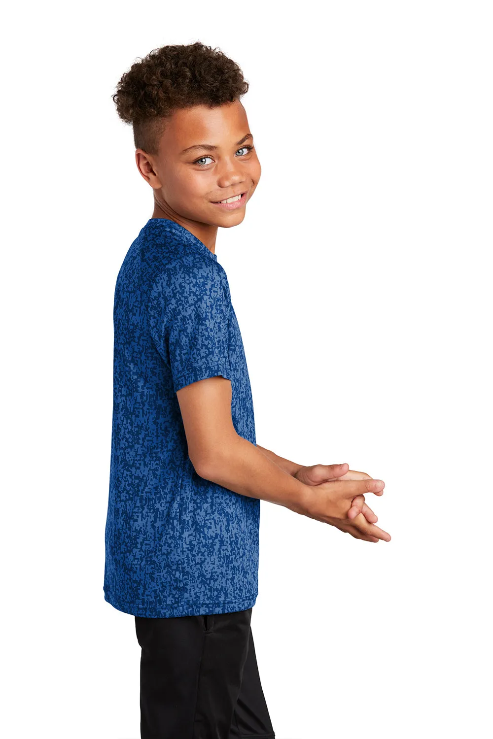 Sport-Tek Youth Digi Camo Moisture Wicking Short Sleeve Crewneck T-Shirt - True Royal Blue