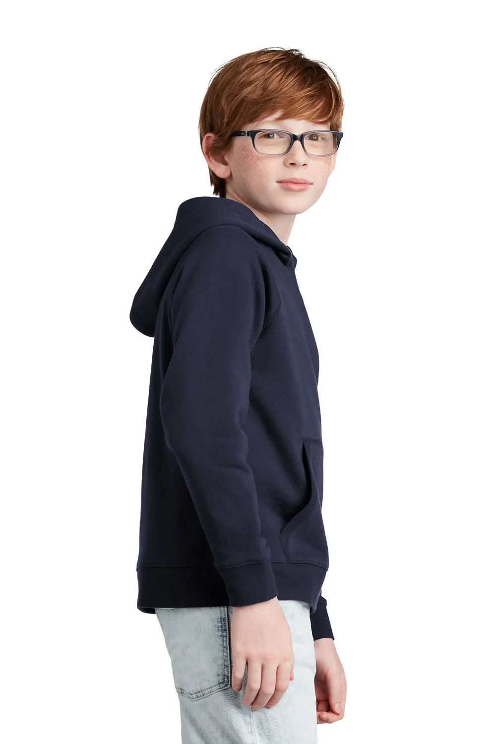 Sport-Tek Youth Drive Fleece Hooded Sweatshirt Hoodie w/ Pouch Pocket - True Navy Blue