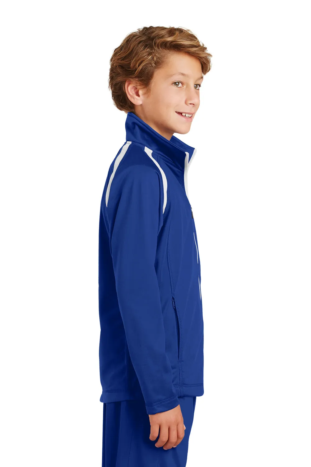 Sport-Tek Youth Full Zip Track Jacket - True Royal Blue/White