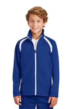 Sport-Tek Youth Full Zip Track Jacket - True Royal Blue/White