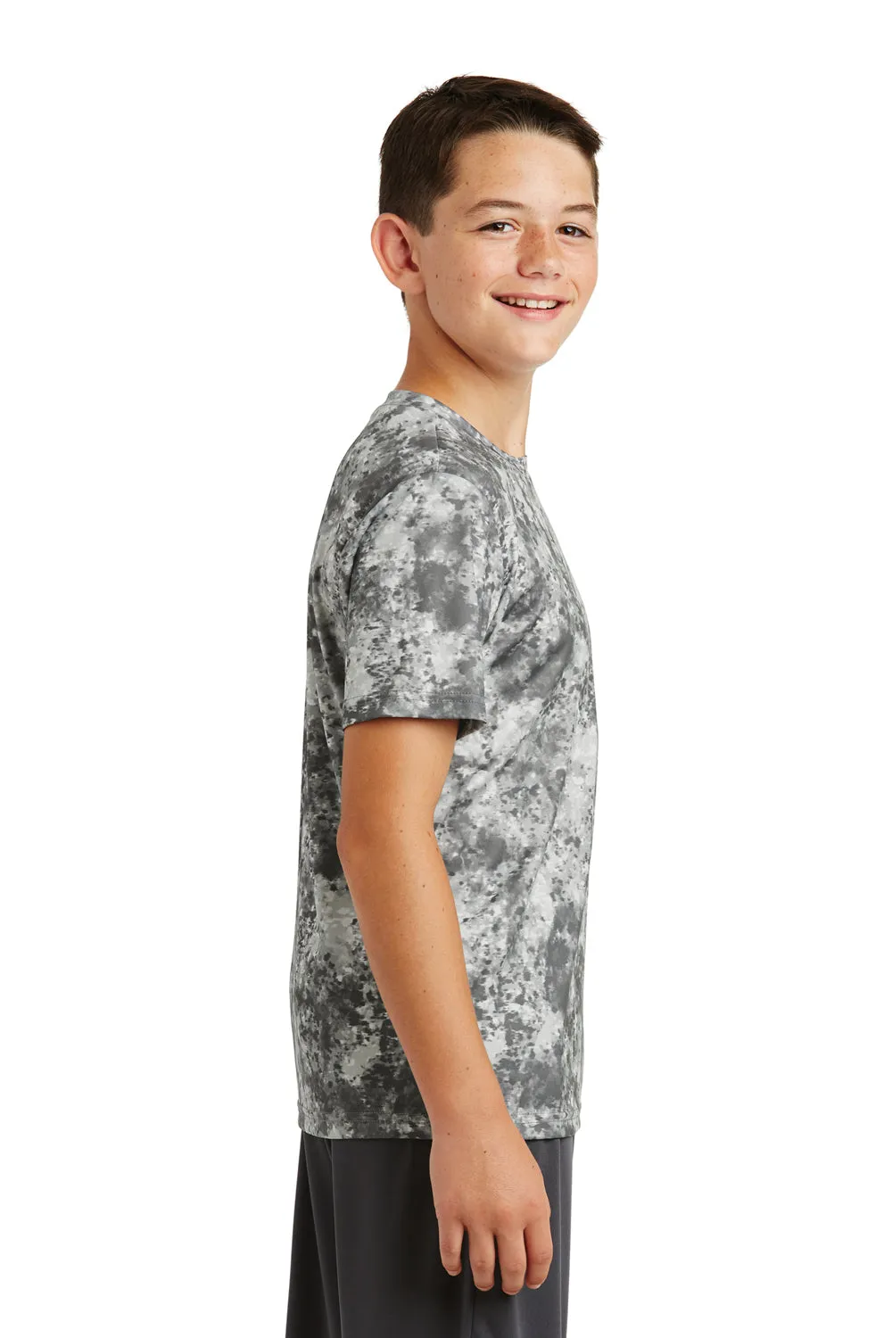 Sport-Tek Youth Mineral Freeze Moisture Wicking Short Sleeve Crewneck T-Shirt - Dark Smoke Grey - Closeout