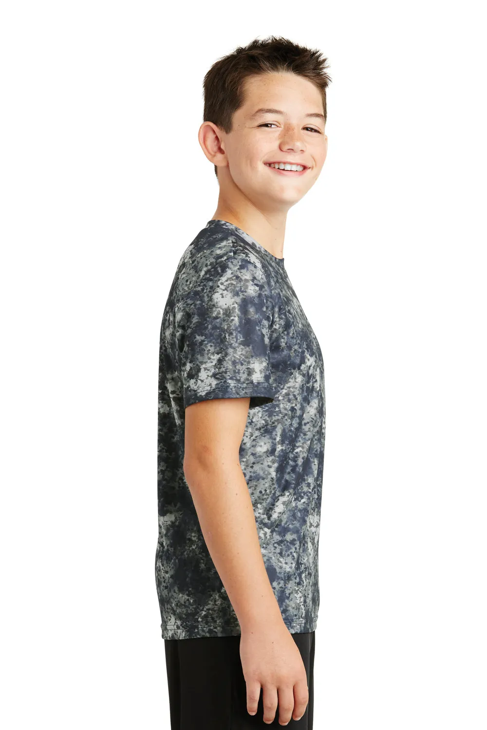 Sport-Tek Youth Mineral Freeze Moisture Wicking Short Sleeve Crewneck T-Shirt - True Navy Blue - Closeout