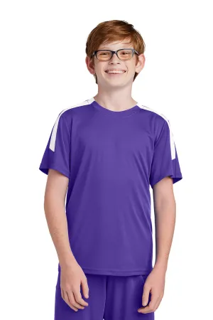 Sport-Tek Youth Moisture Wicking Competitor United Short Sleeve Crewneck T-Shirt - Purple/White