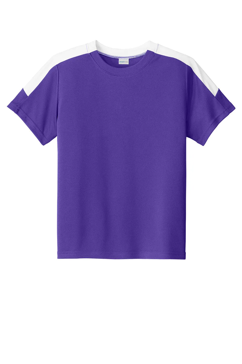 Sport-Tek Youth Moisture Wicking Competitor United Short Sleeve Crewneck T-Shirt - Purple/White