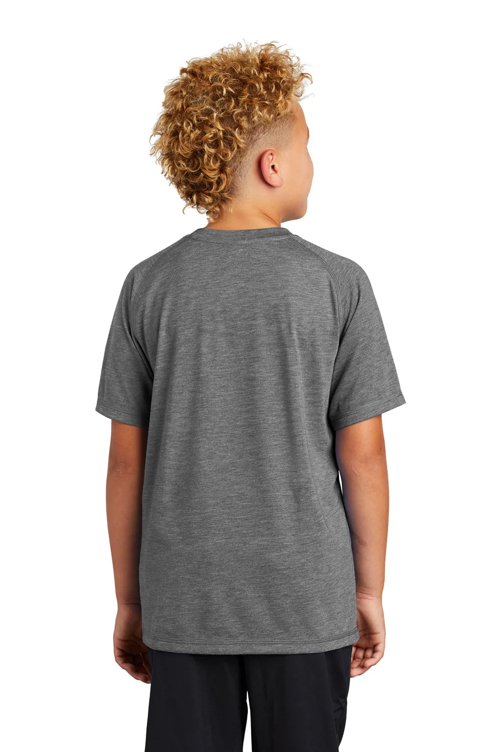 Sport-Tek Youth Moisture Wicking Short Sleeve Crewneck T-Shirt - Heather Dark Grey