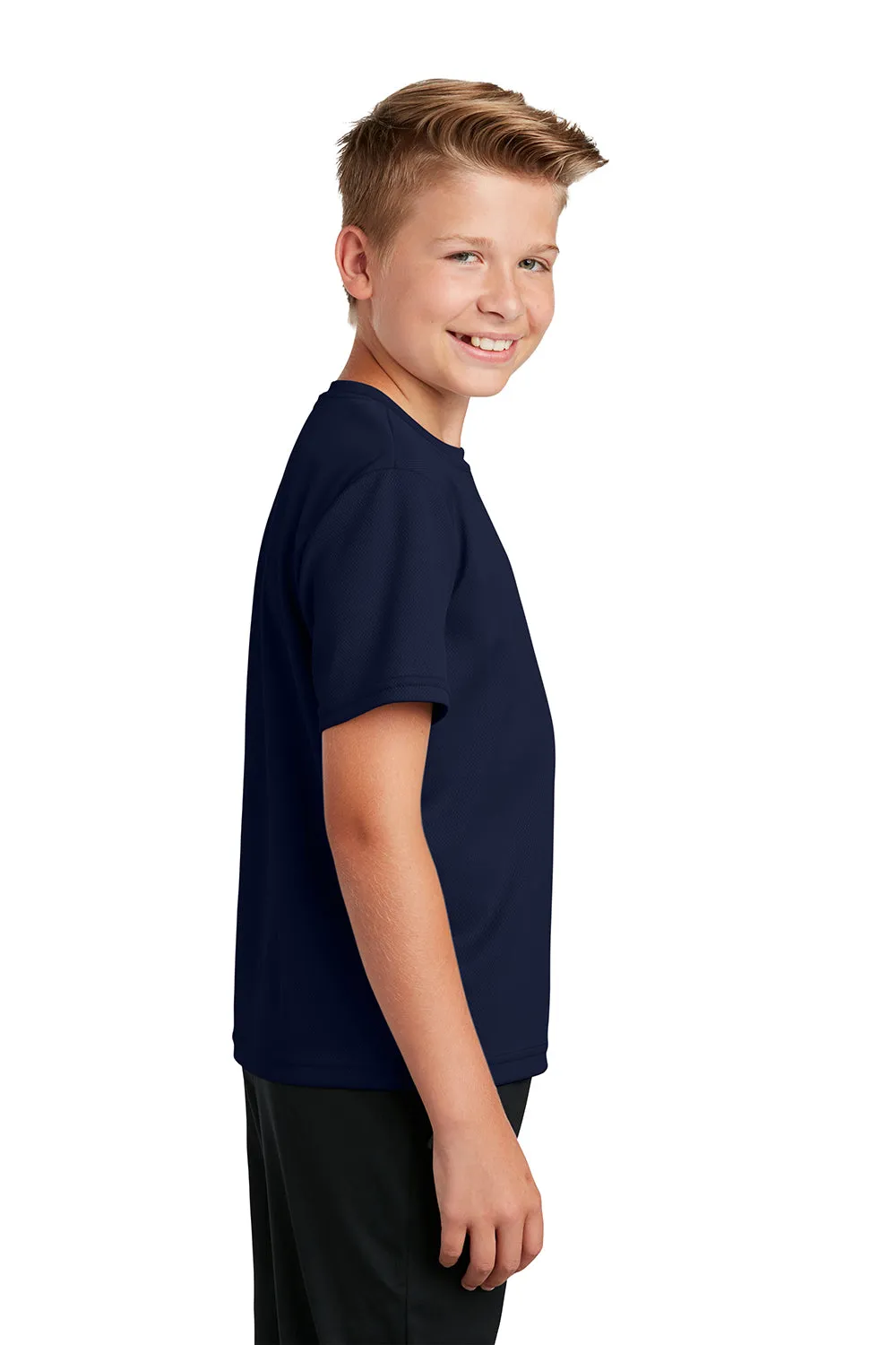 Sport-Tek Youth RacerMesh Moisture Wicking Short Sleeve Crewneck T-Shirt - True Navy Blue