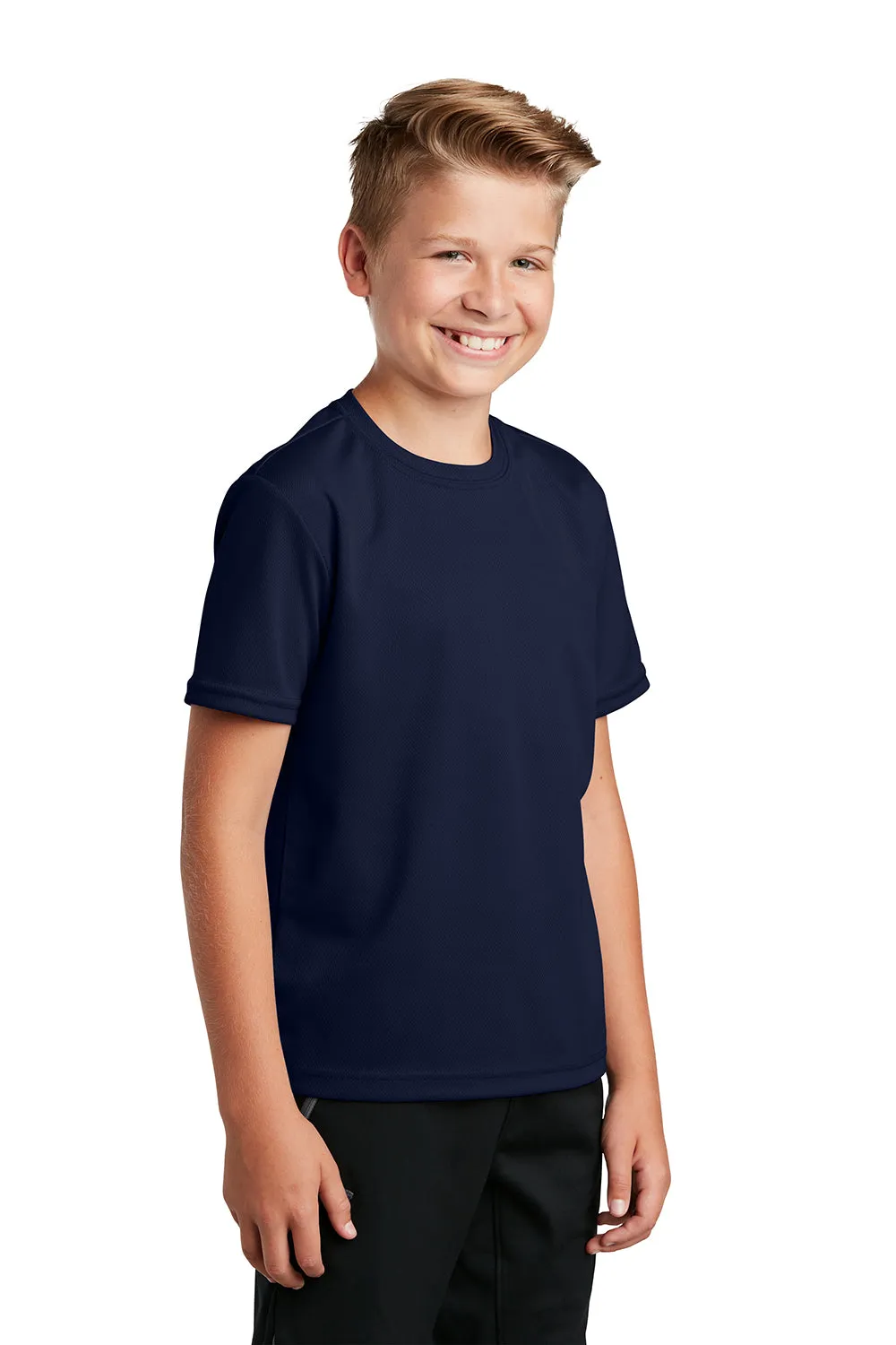 Sport-Tek Youth RacerMesh Moisture Wicking Short Sleeve Crewneck T-Shirt - True Navy Blue