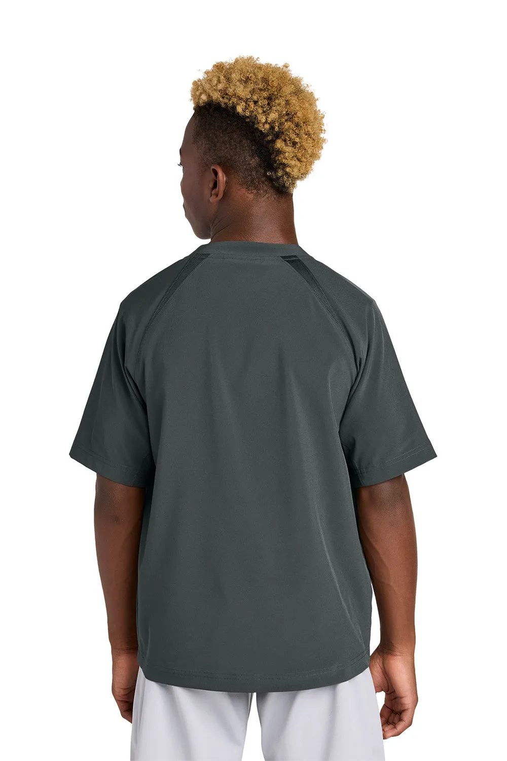 Sport-Tek Youth Repeat Moisture Wicking 1/4 Zip Short Sleeve Jacket - Iron Grey