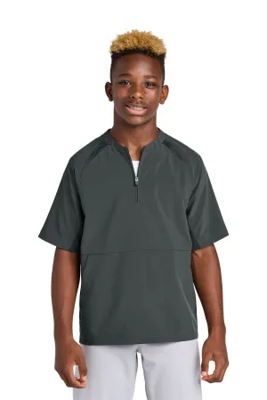 Sport-Tek Youth Repeat Moisture Wicking 1/4 Zip Short Sleeve Jacket - Iron Grey