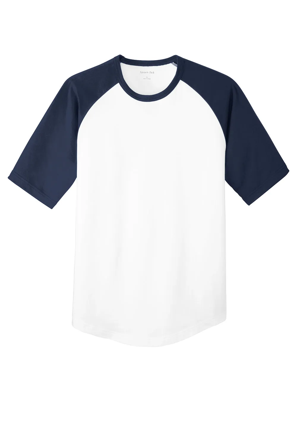 Sport-Tek Youth Short Sleeve Crewneck T-Shirt - White/Navy Blue - Closeout