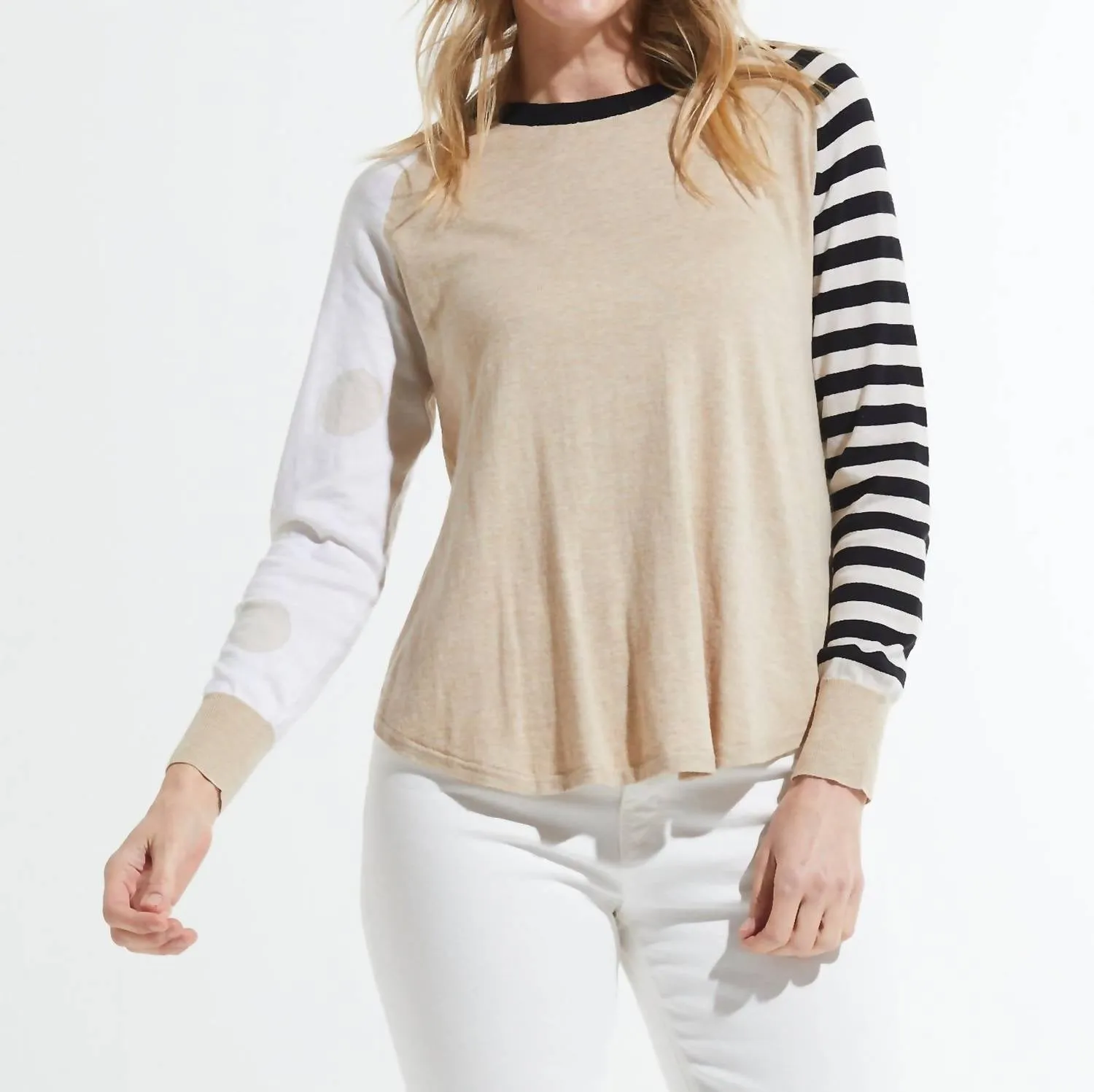 Spots And Stripes Sweater In Crema