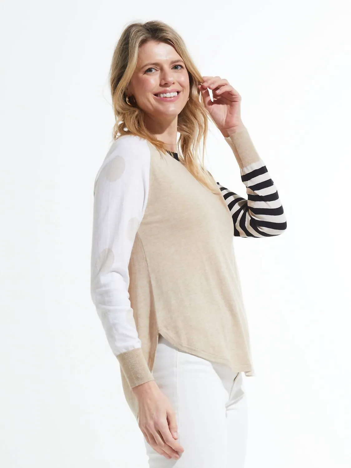 Spots And Stripes Sweater In Crema