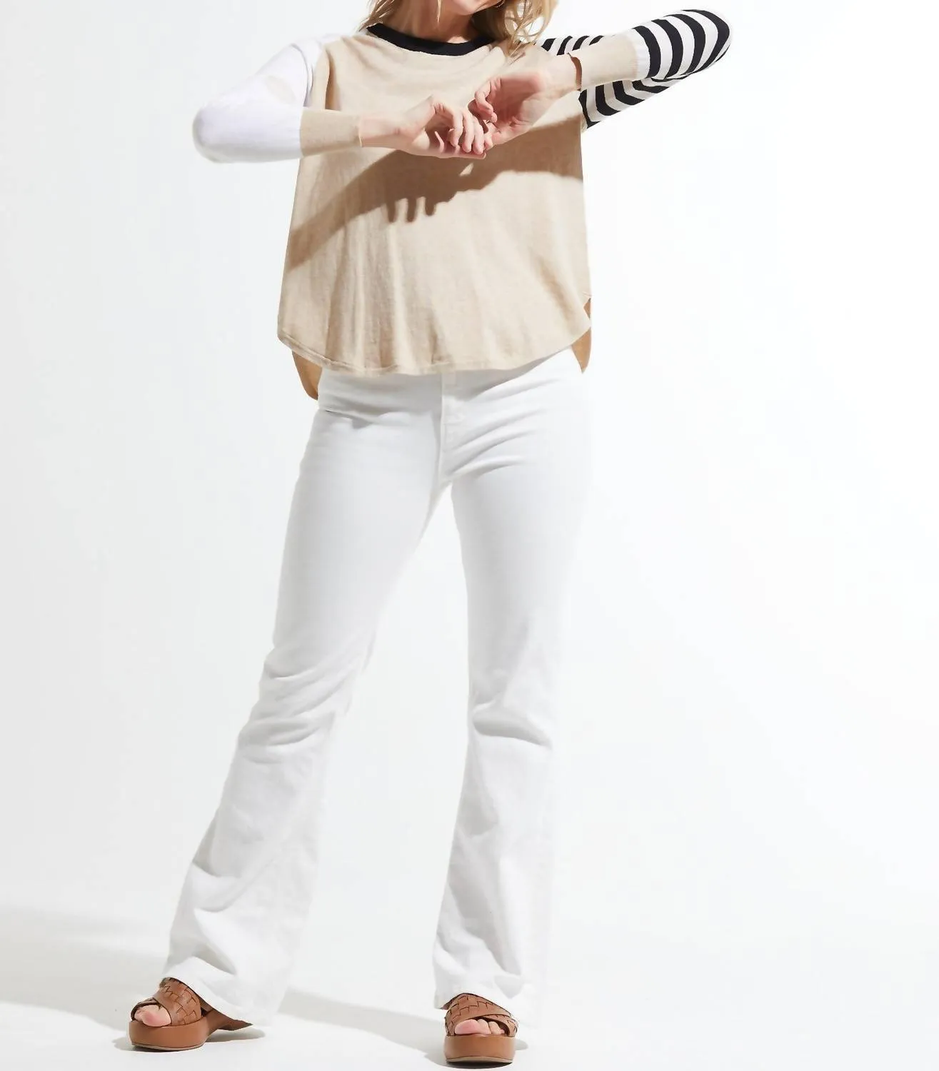 Spots And Stripes Sweater In Crema