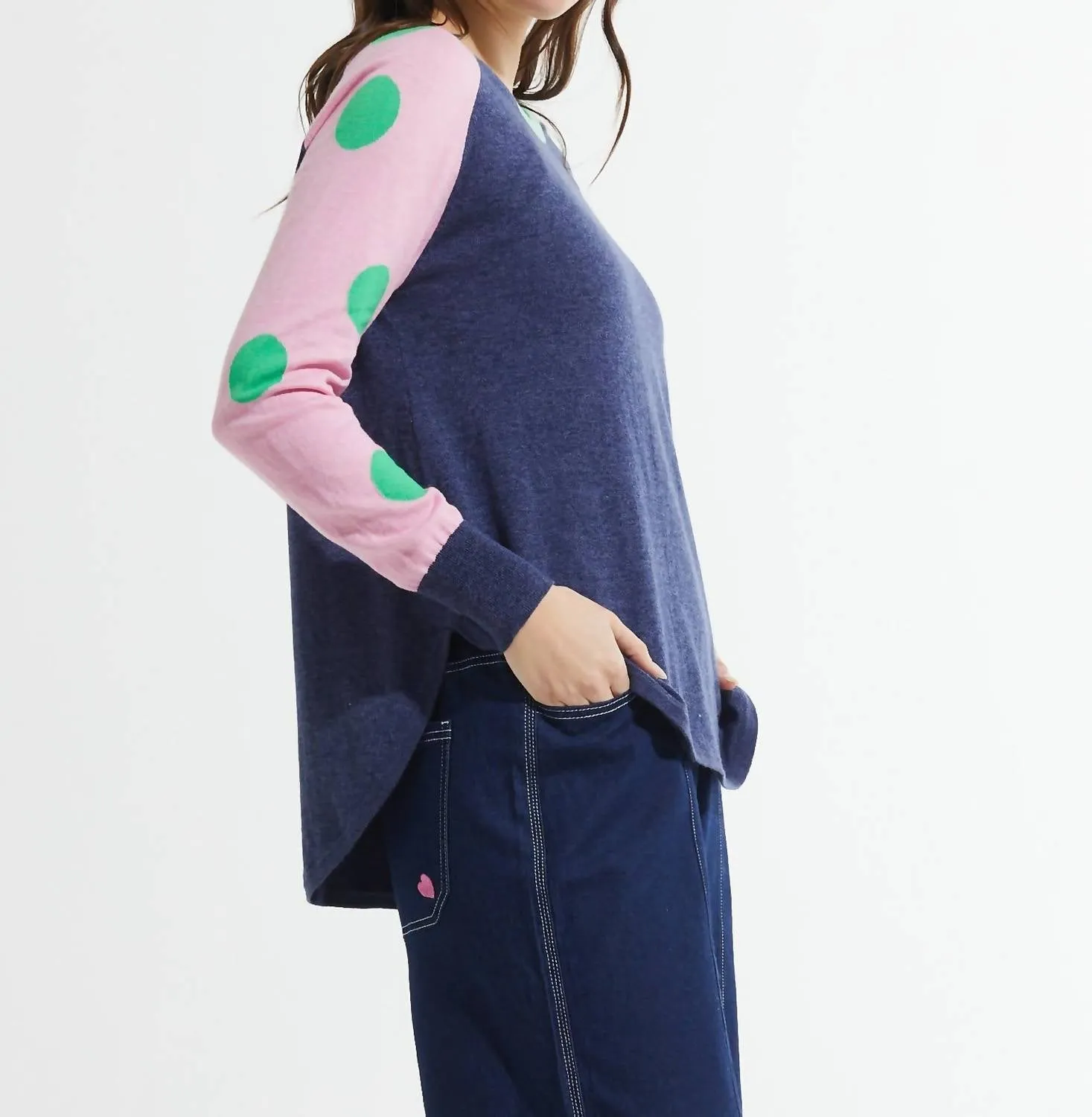 Spots And Stripes Sweater In Denim