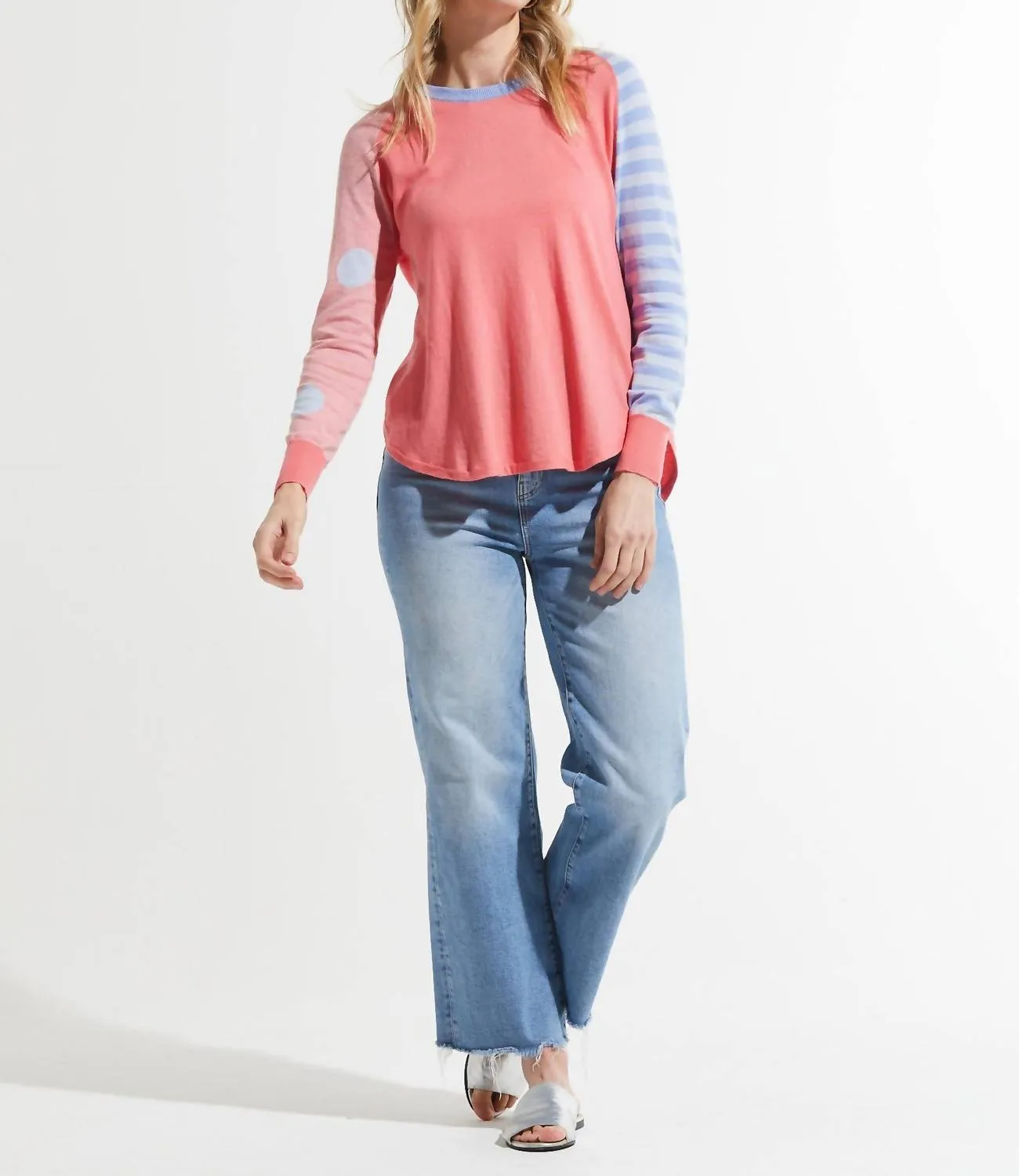 Spots And Stripes Sweater In Flamingo
