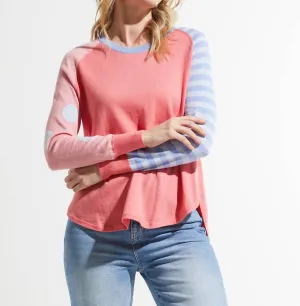 Spots And Stripes Sweater In Flamingo