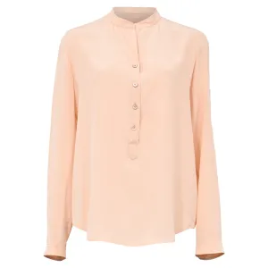 Stella McCartney Mandarin Collar Shirt in Peach Silk