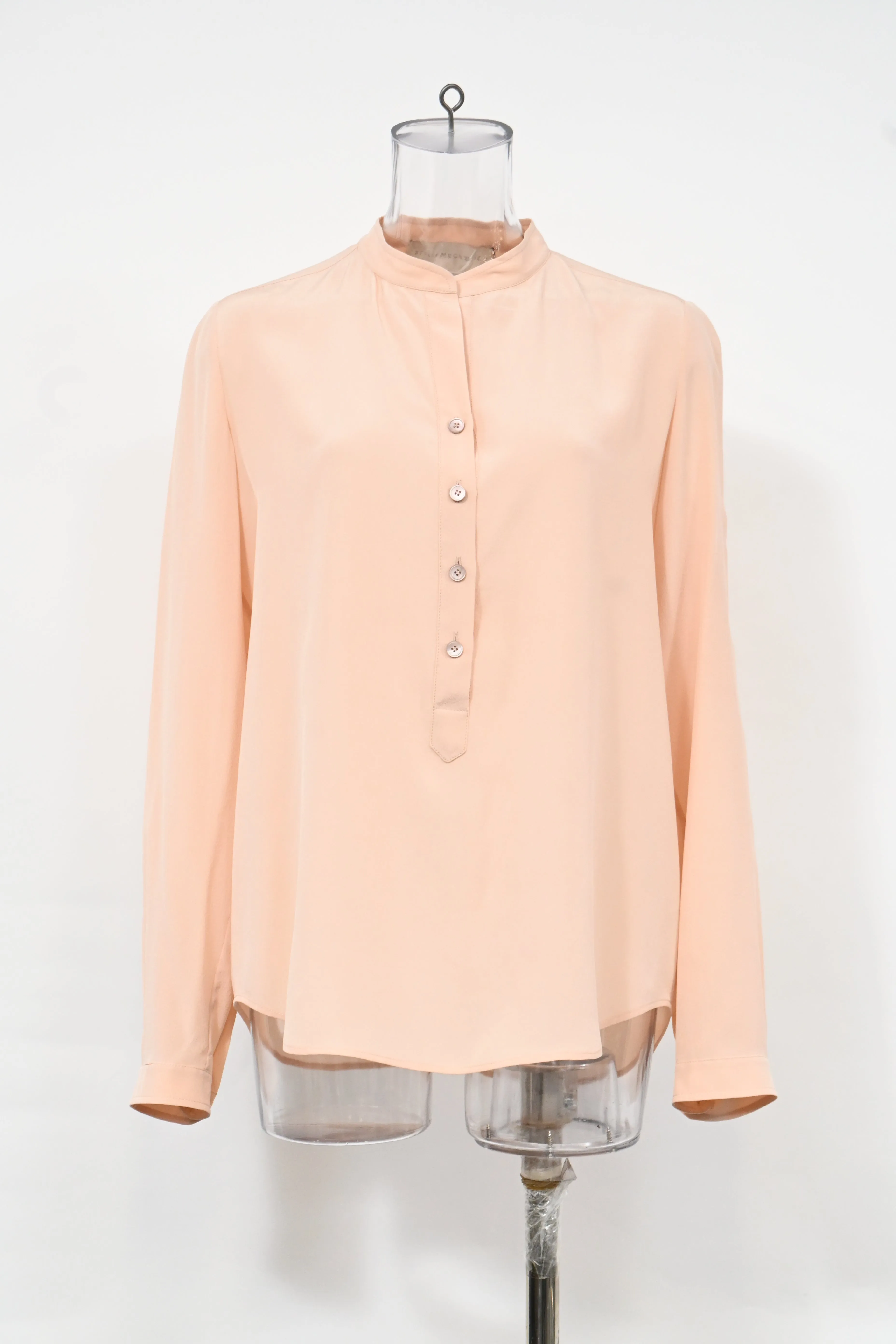 Stella McCartney Mandarin Collar Shirt in Peach Silk