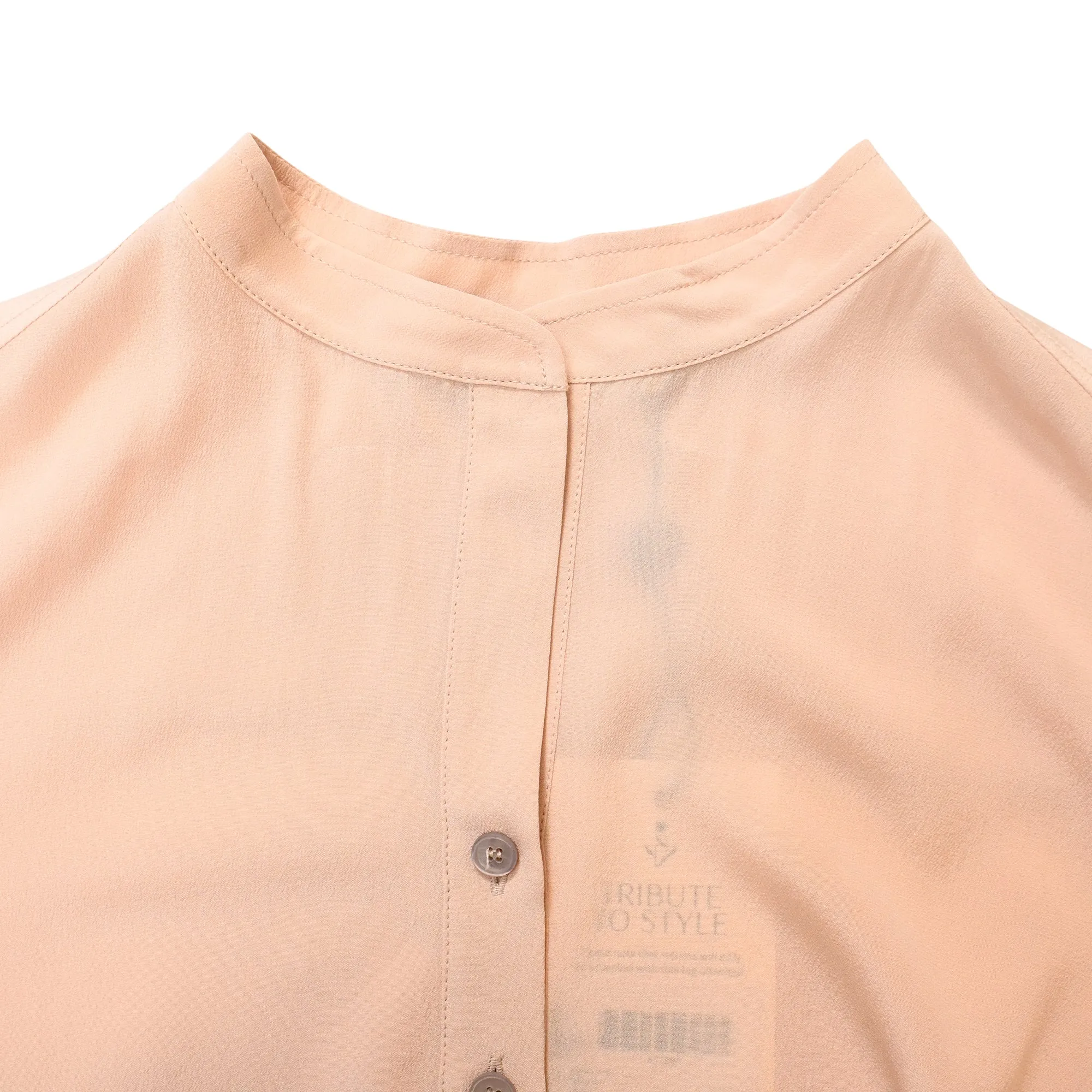 Stella McCartney Mandarin Collar Shirt in Peach Silk