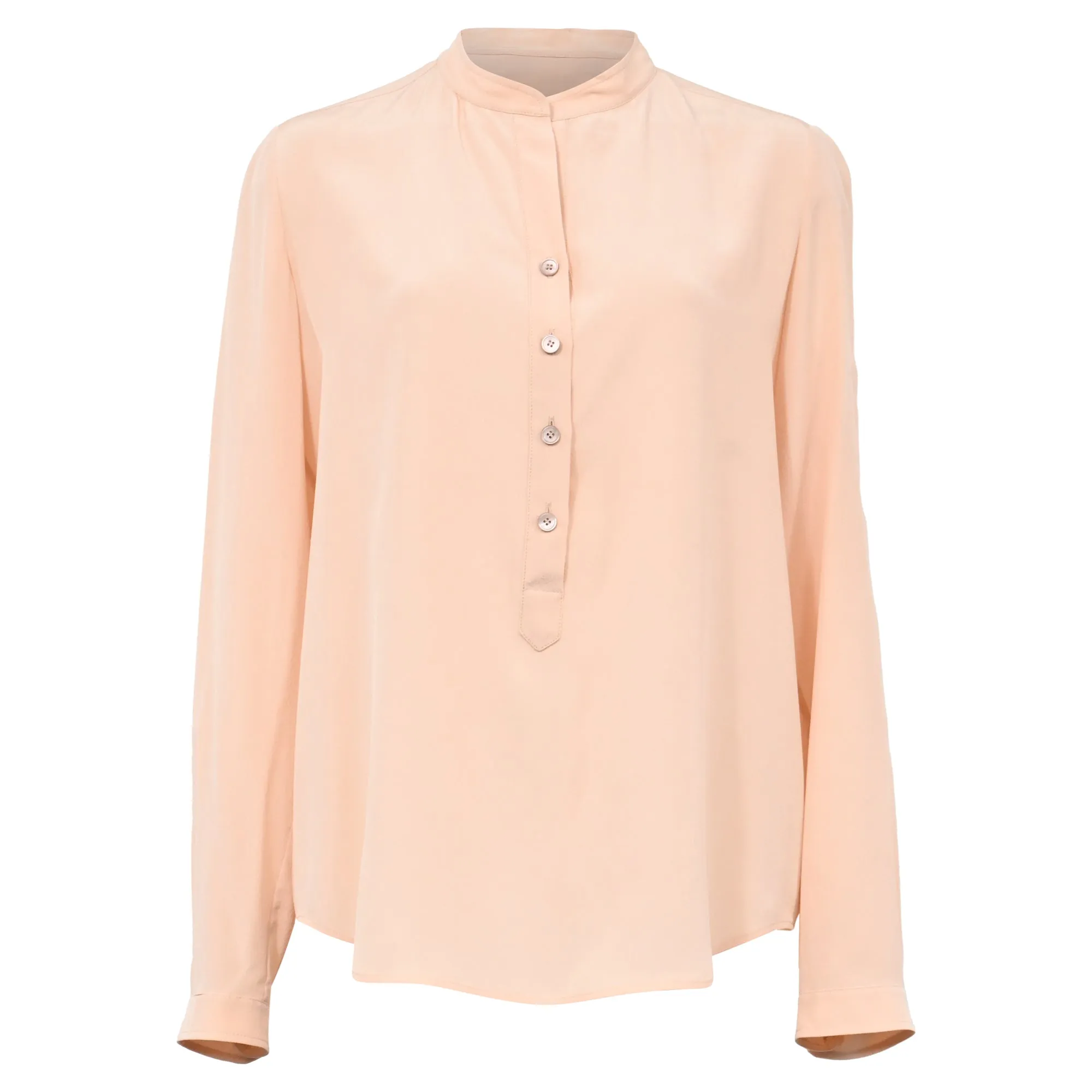 Stella McCartney Mandarin Collar Shirt in Peach Silk