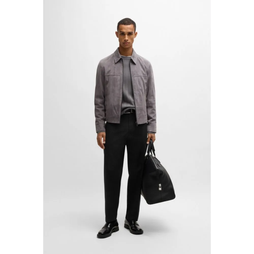 Straight-fit trousers in stretch-cotton dobby