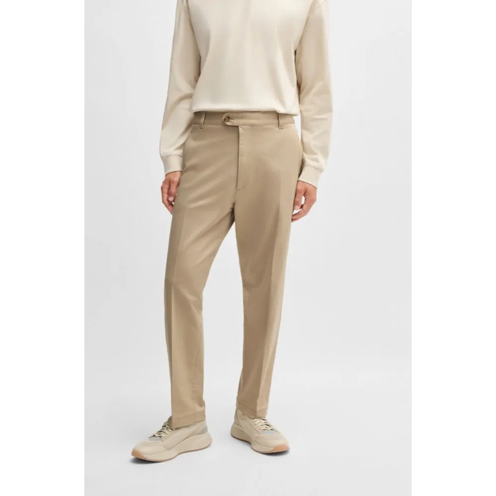 Straight-fit trousers in stretch-cotton dobby