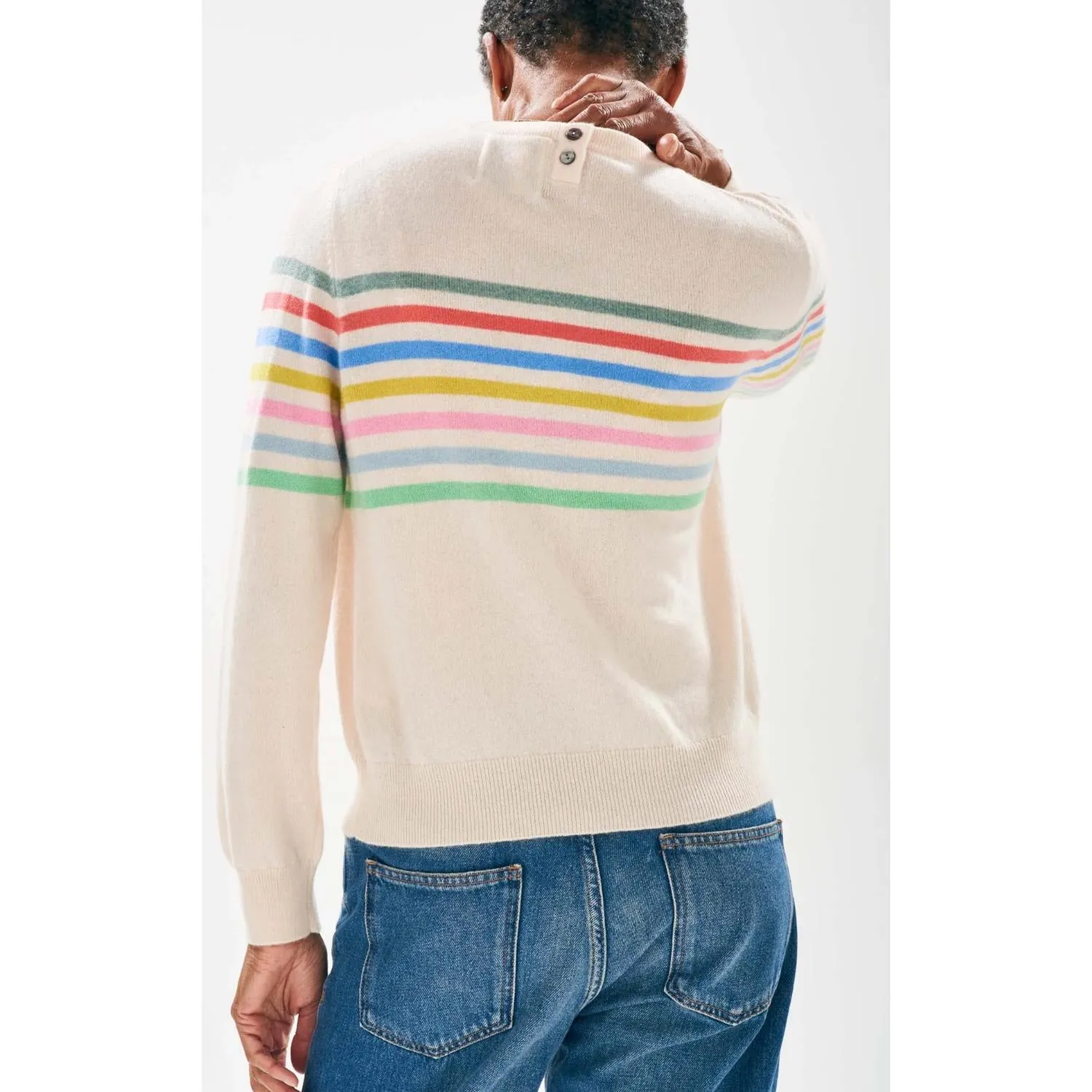 Stripe Block Crew In Cream Multi