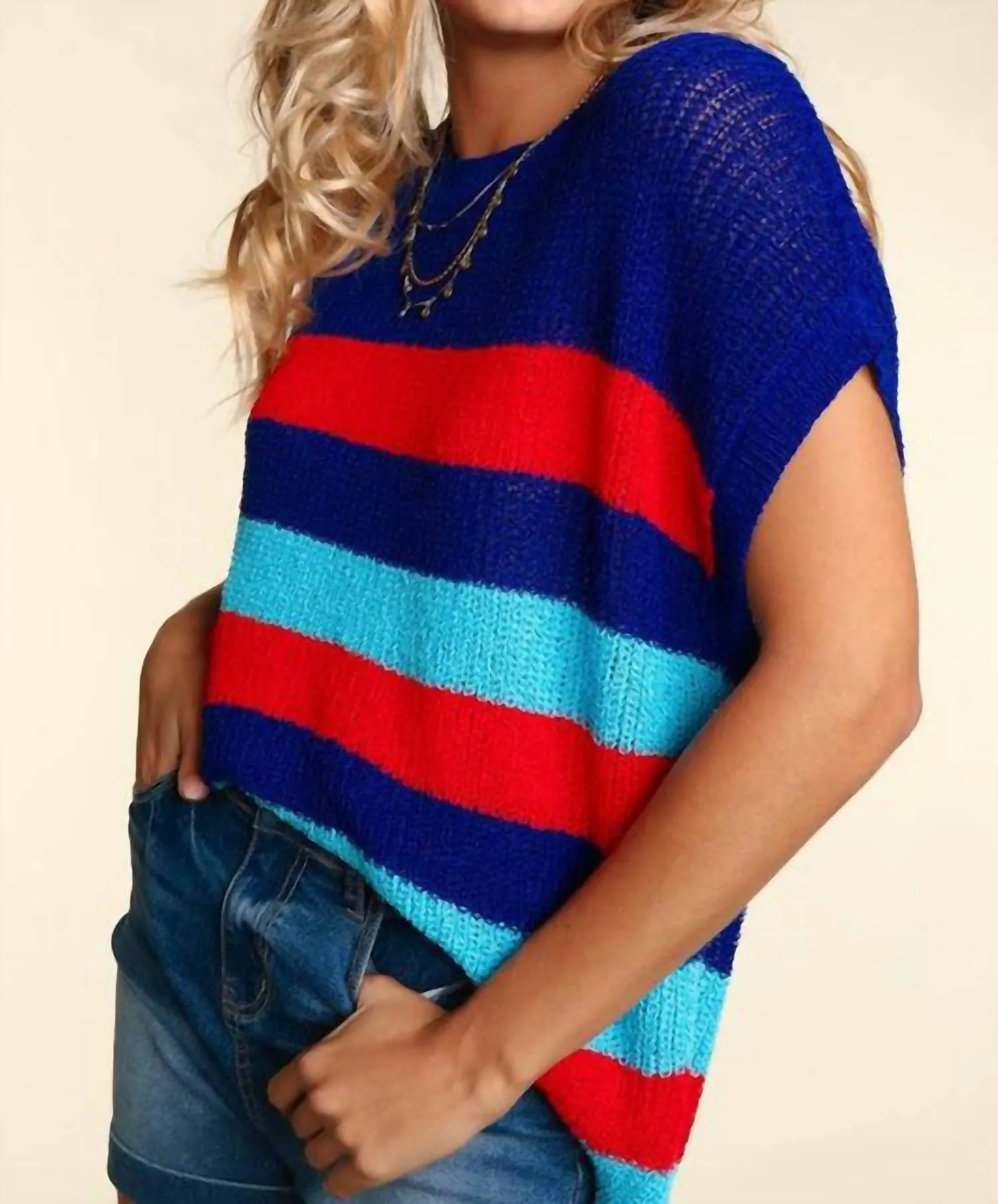 Striped And Cool Sweater In Navy