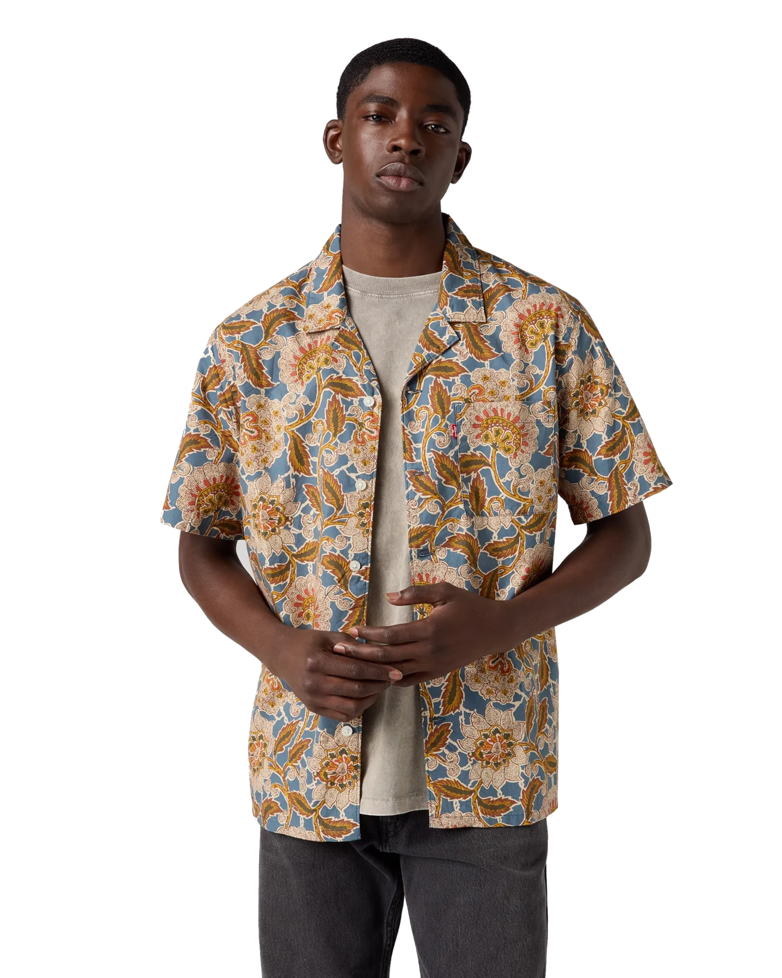 Sunset Camp Shirt in Elian Floral White Pepper