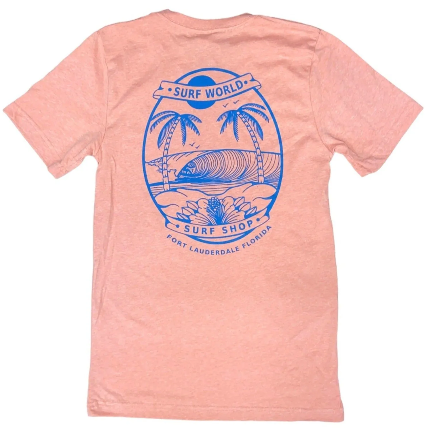 Surfworld Double Palms Left Premium Tee Shirt - Heather Peach