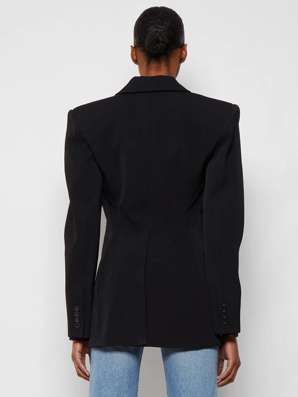 Tailored Buttoned Cuff Blazer Black