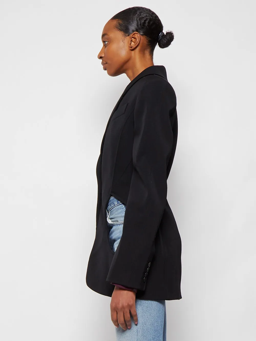 Tailored Buttoned Cuff Blazer Black