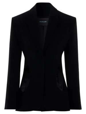 Tailored Buttoned Cuff Blazer Black