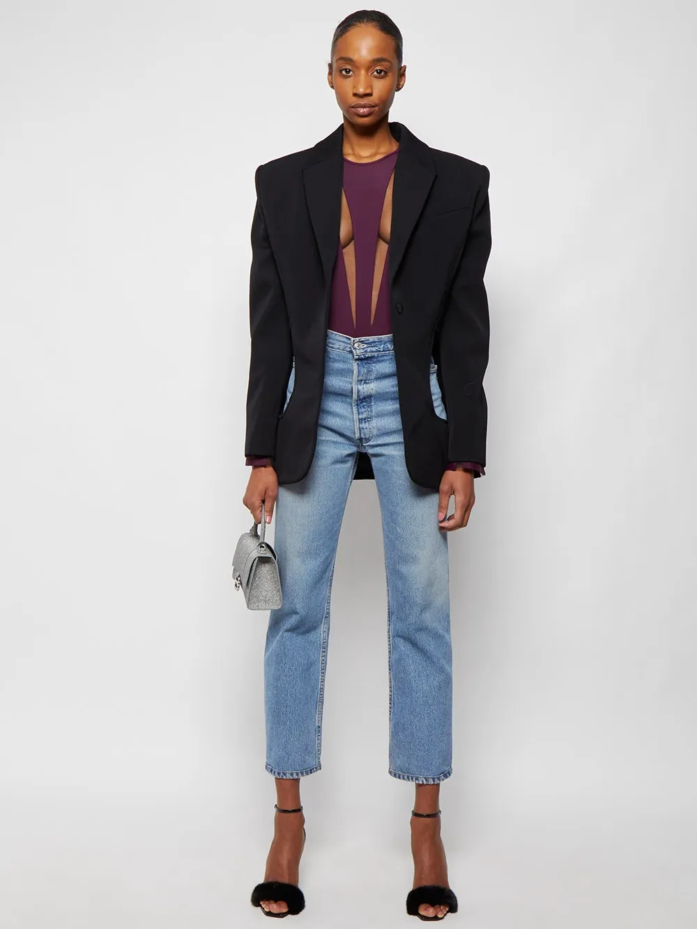 Tailored Buttoned Cuff Blazer Black