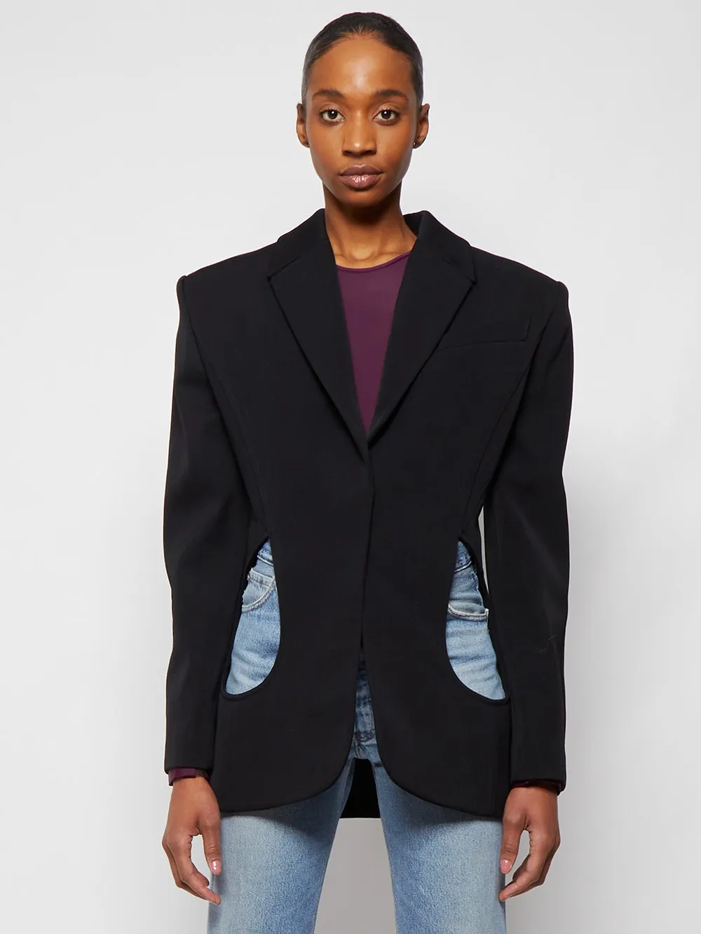 Tailored Buttoned Cuff Blazer Black
