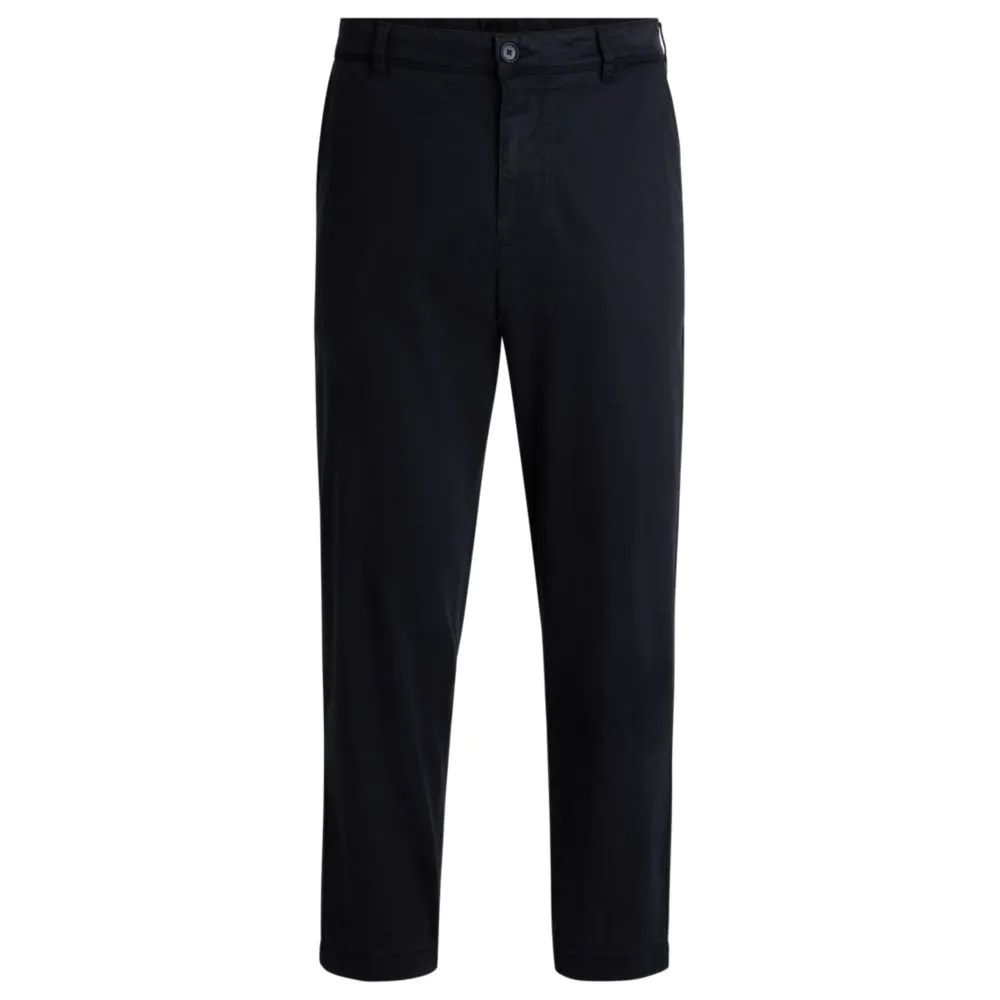 Tapered-fit regular-rise trousers in stretch twill
