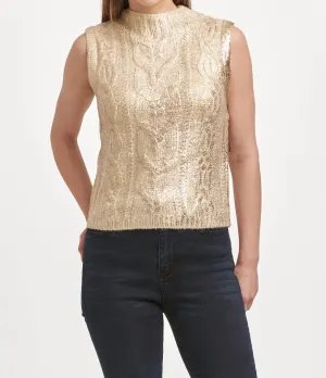 Tatiana Crew Neck Sleeveless Sweater In Rose Gold