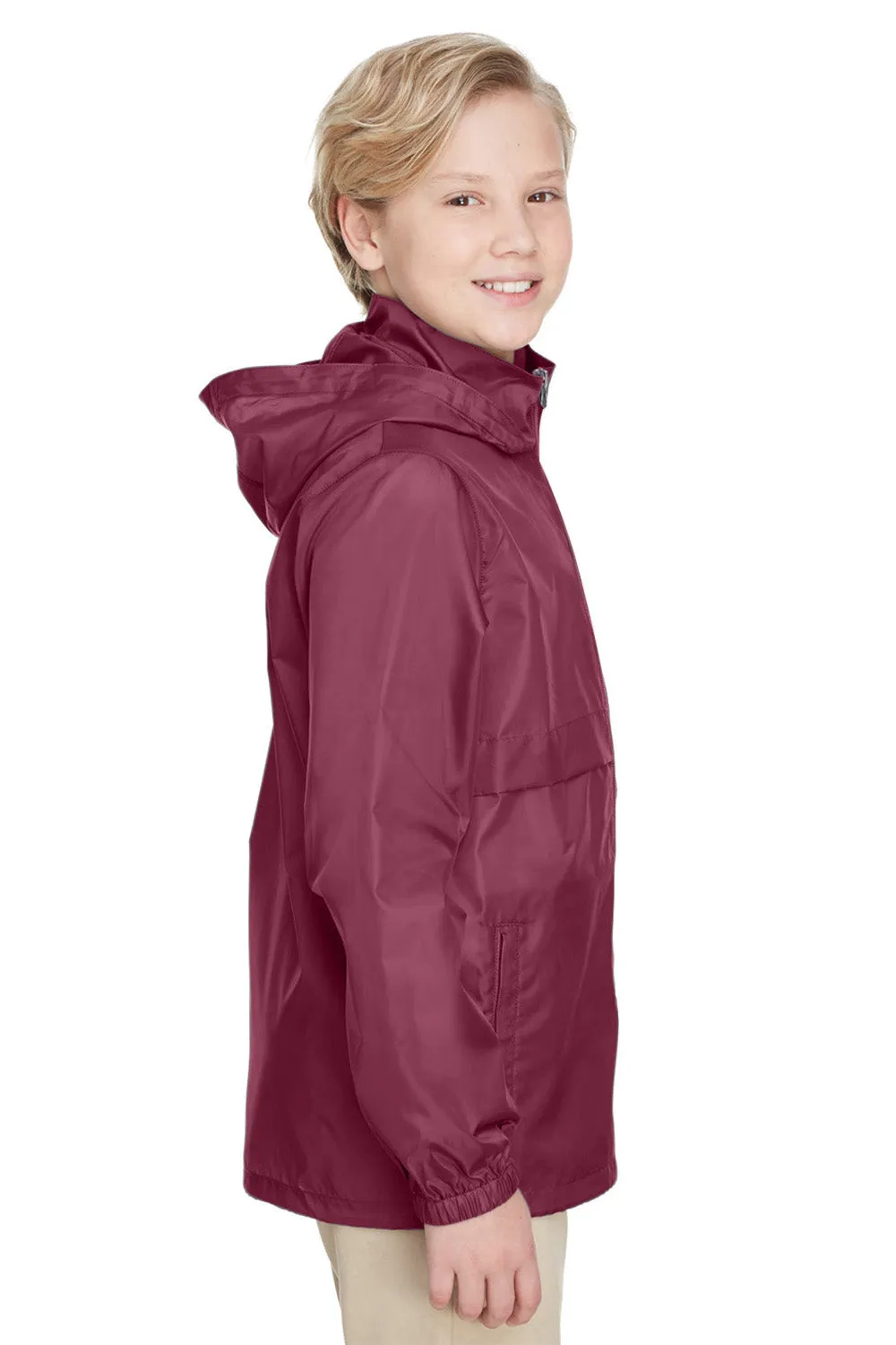 Team 365 Youth Zone Protect Water Resistant Full Zip Hooded Jacket - Maroon