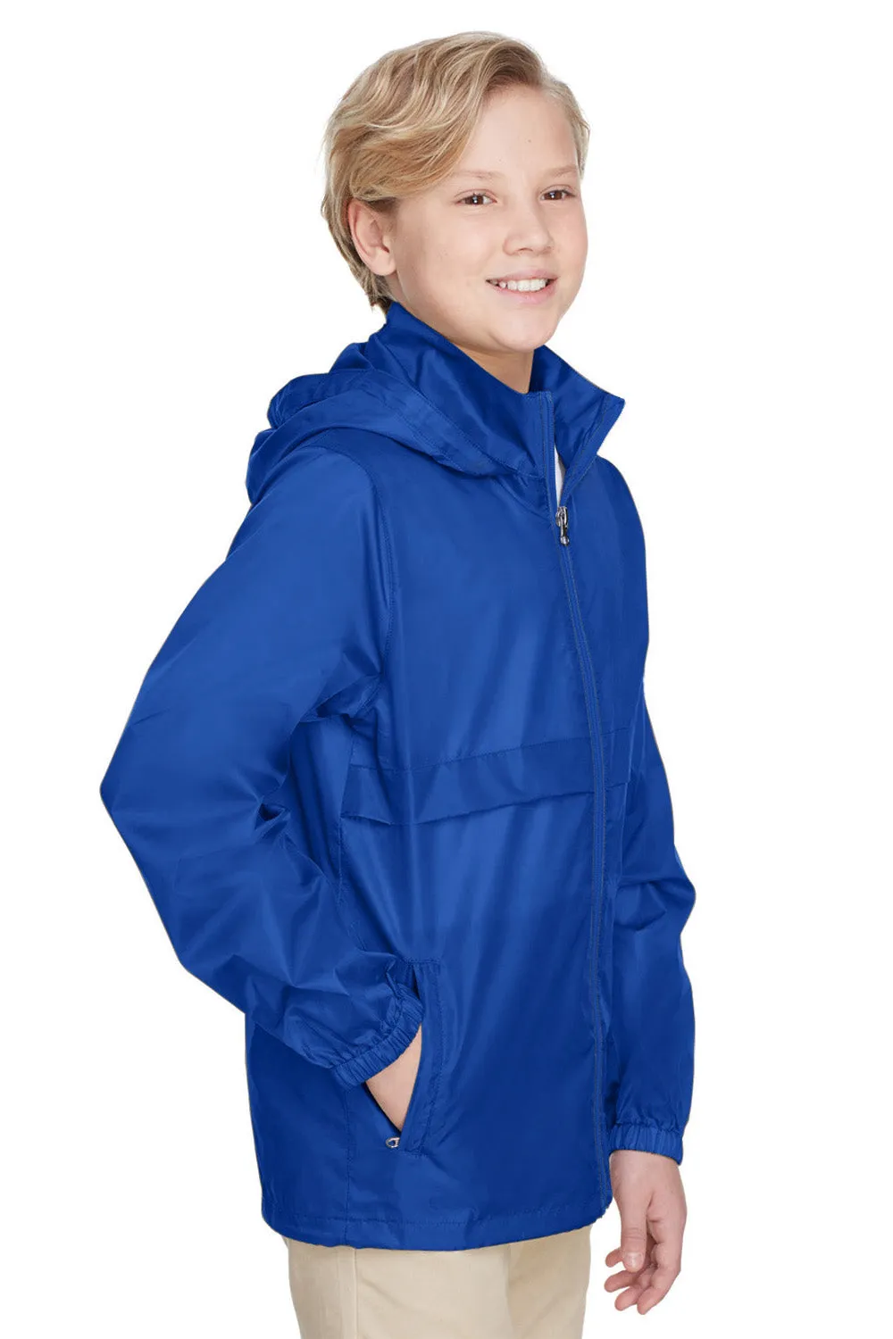 Team 365 Youth Zone Protect Water Resistant Full Zip Hooded Jacket - Royal Blue
