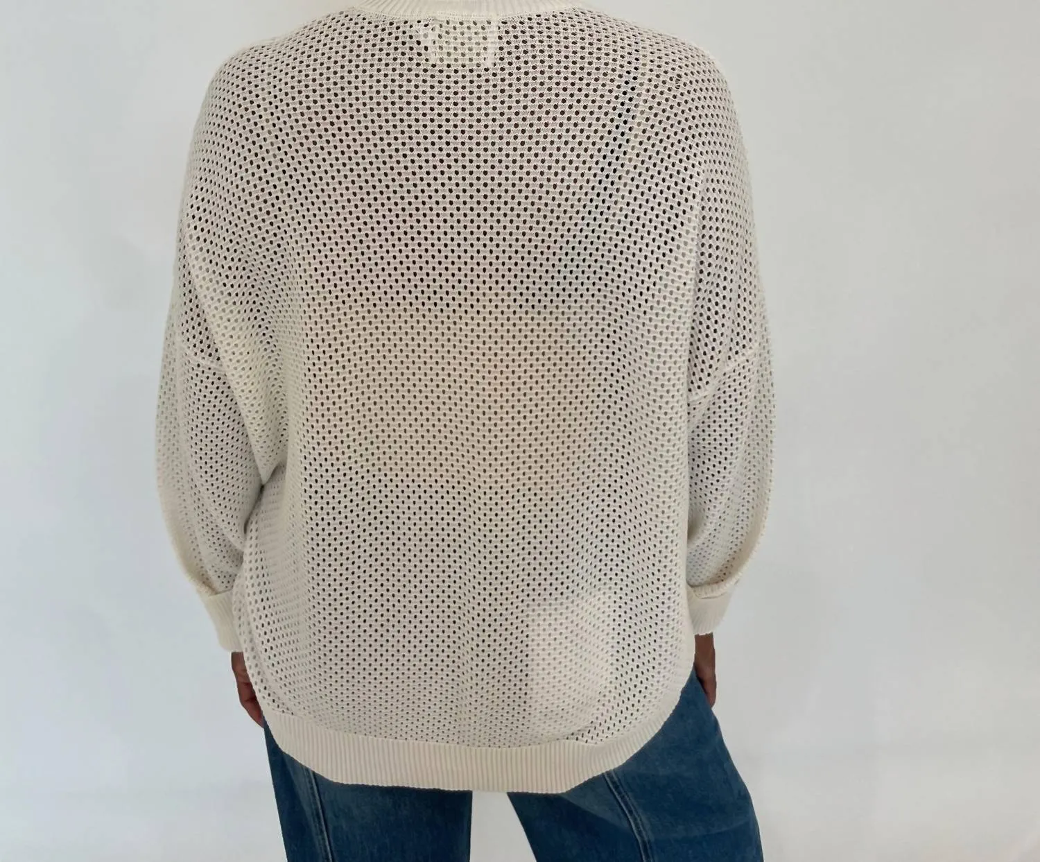 Textured Crew Sweater In White