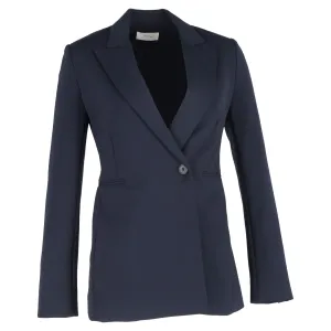 The Row Koja Single-Breasted Scuba Blazer in Navy Blue Wool