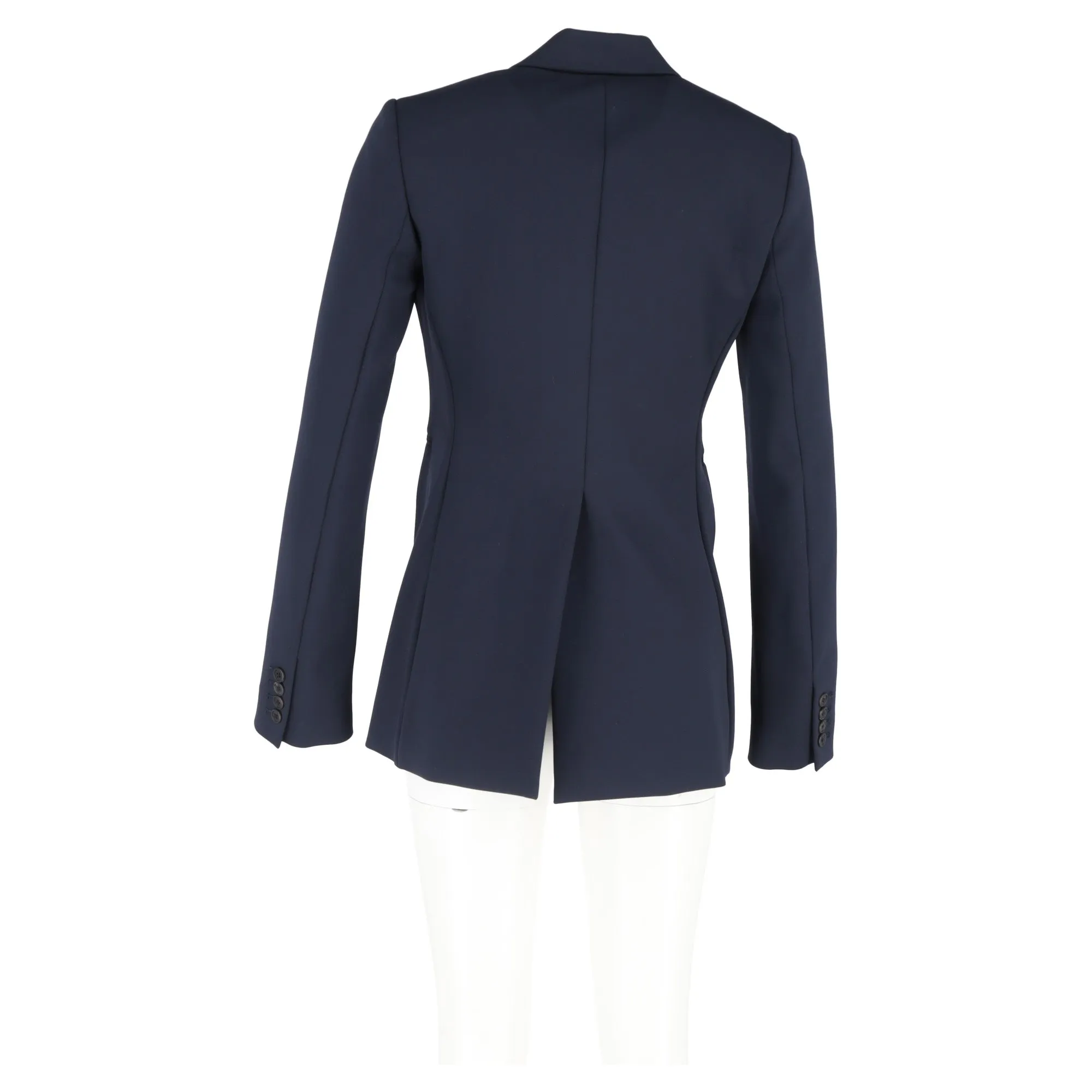 The Row Koja Single-Breasted Scuba Blazer in Navy Blue Wool